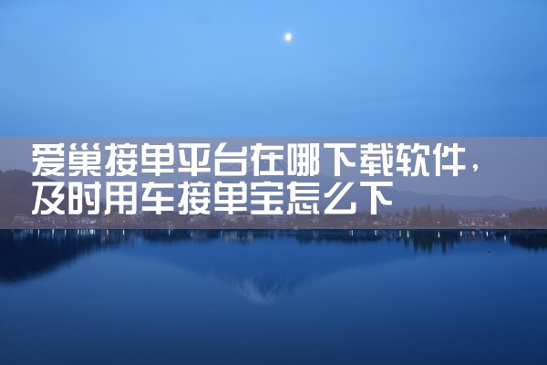 爱巢接单平台在哪下载软件